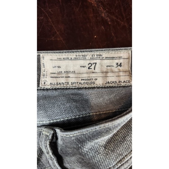 Allsaints Spitalfields Gray Woodvale Pipe Skinny Distressed Jeans Size 27 WPJ902 - Picture 8 of 11